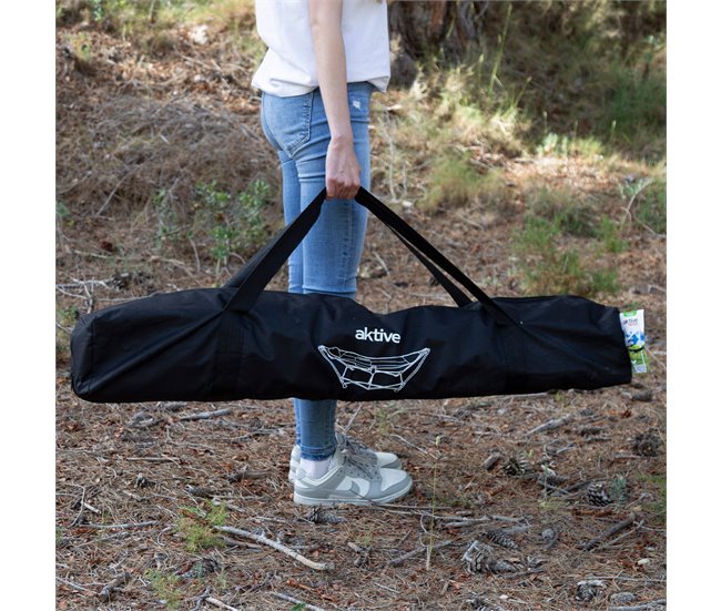 Aktive Rede dobrável com estrutura de aço com porta-copos Preto