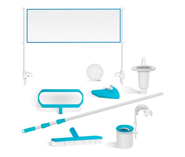 Piscina desmontável Intex 732x366x132 cm deluxe pack + filtro e clorador Cinza