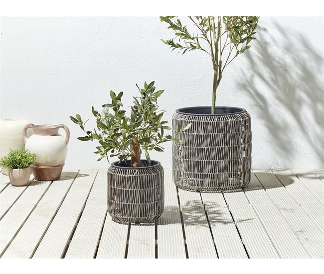 Beliani Conjunto de 2 vasos para plantas BRODIEA Castanho Claro