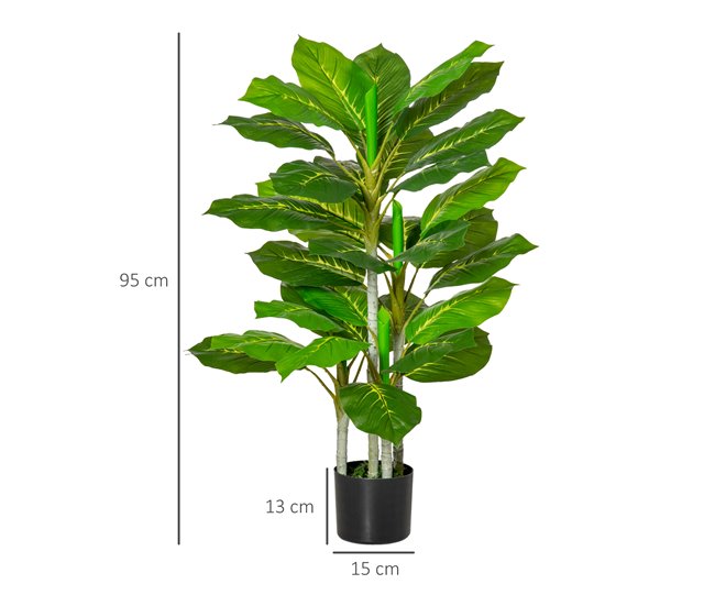 Árvore Perene Artificial PE, PEVA, Aço e Cimento HOMCOM Verde