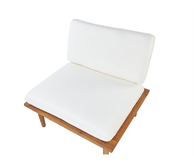 Beliani Conjunto lounge Madeira de acácia Creme