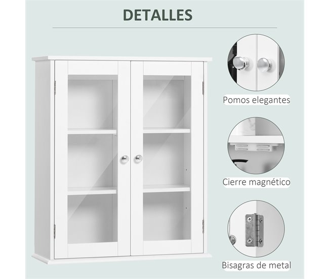 Armário Casa de Banho de Parede MDF e Vidro kleankin 55 Branco