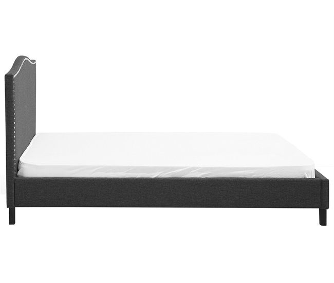 Beliani Cama com estrado Poliéster MONTPELLIER 191x214 Cinza Escuro