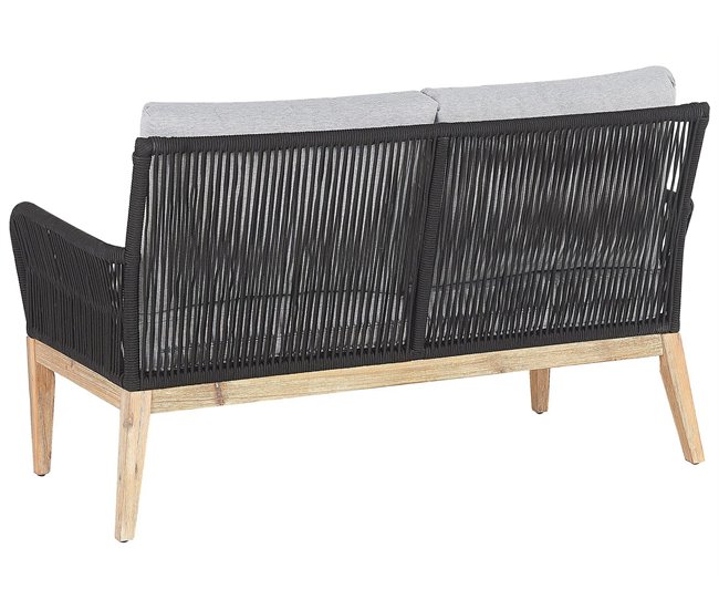 Beliani Conjunto lounge Madeira de acácia MERANO Branco/ Bege