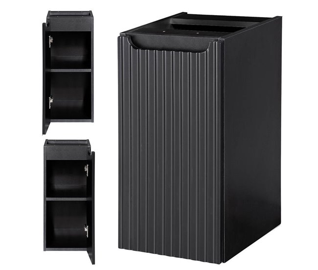 Móvel de casa de banho para lavatório Newport com 2 gavetas MDF 80 Preto/ Madeira