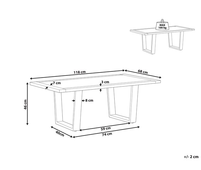 Beliani Mesa de jantar GREYTON 68x118 Castanho