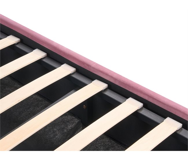 Beliani Cama com estrado Veludo ROCHEFORT 190x214 Rosa
