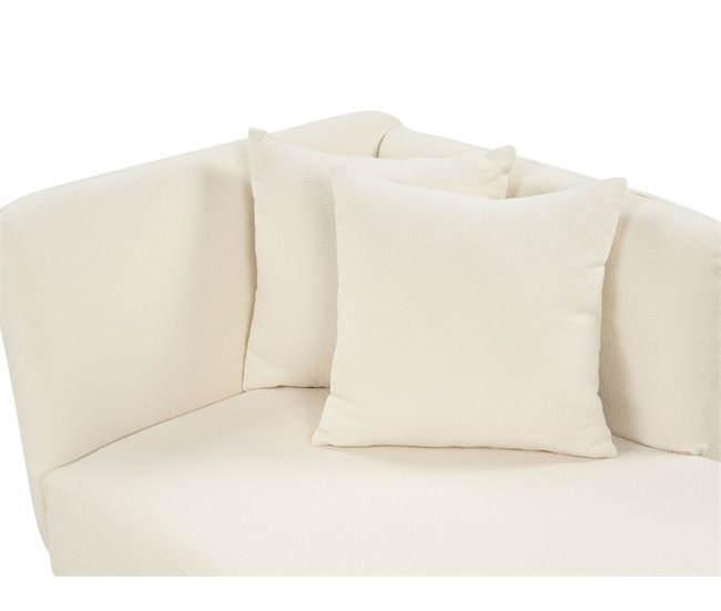 Beliani Chaise longue versão à esquerda Bouclé RIOM Branco/ Bege