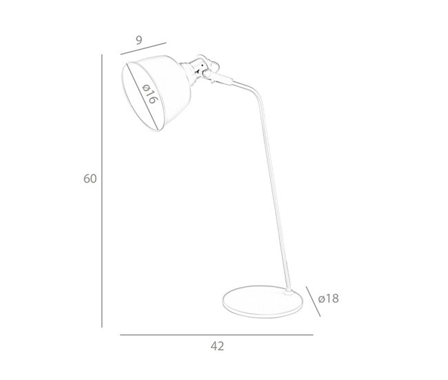 ANGEL CERDA Candeeiro de mesa em aço cinzento e pormenores em bronze Cinza