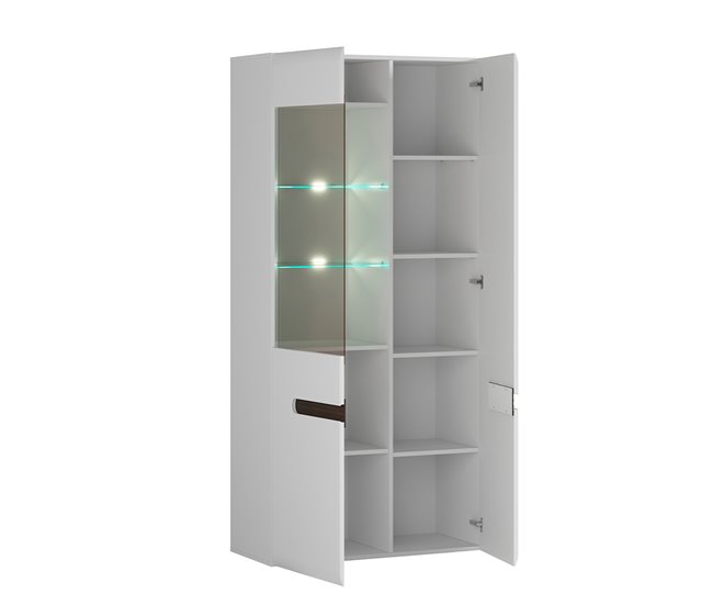 Armário de porcelana de 2 portas com LED Darrel Branco
