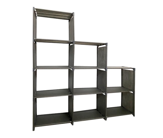 Estante de Armazenamento 2|3|4 Pisos 12 Furos PVC e Tecido Nyana Home 123x125x29 cm 125 Preto