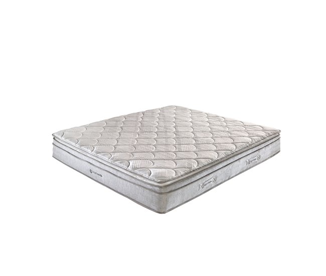 Molas ensacadas híbridas e colchão viscoelástico Branco