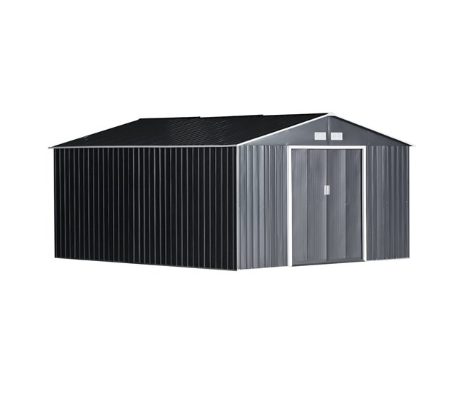 Abrigo de Jardim Aço Galvanizado e PP Outsunny Cinza