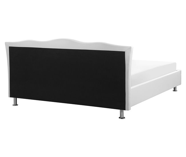Beliani Cama com armazenamento Pele sintética METZ 189x215 Branco
