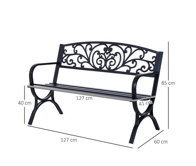 Banco de Jardim Ferro Outsunny 127x60 Preto