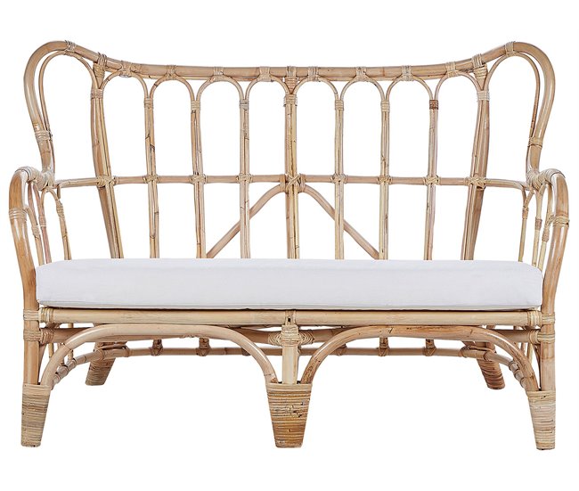 Beliani Conjunto lounge Rattan/vime BRINDISI Creme