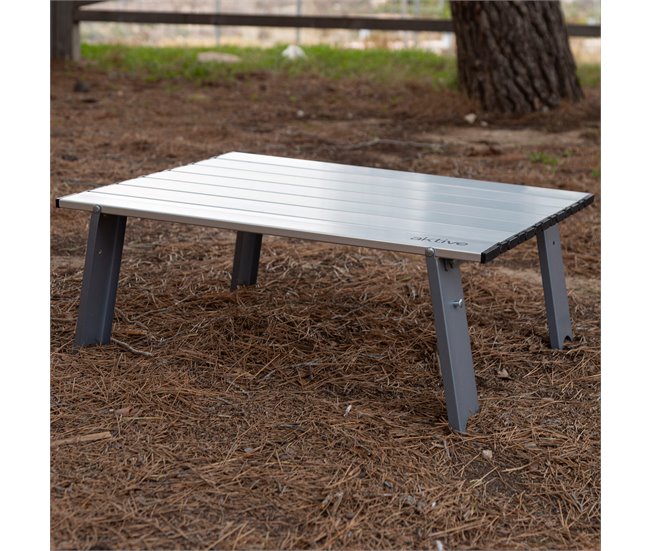 Aktive Pequena mesa de campismo dobrável em alumínio ultra-leve Cinza