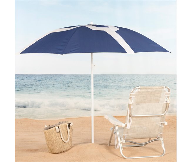 Aktive Guarda-sol de praia 8 hastes inclinável Azul