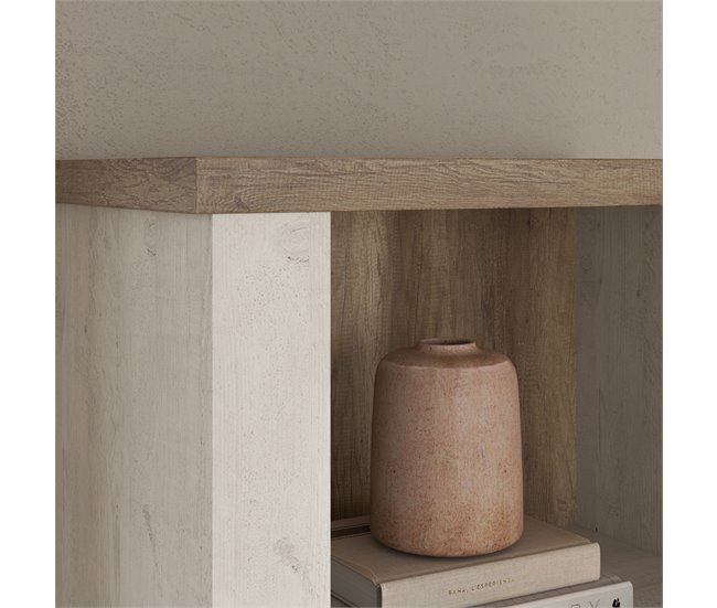 Compacto de tv VERONA 241,6cm branco e carvalho  Branco/ Madeira