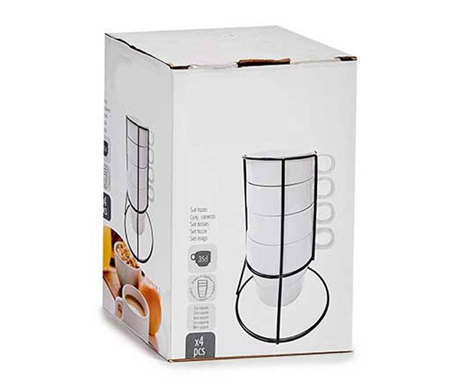 Conjunto de 4 copos empilháveis ​​+ prateleira coleção VESSIA Branco