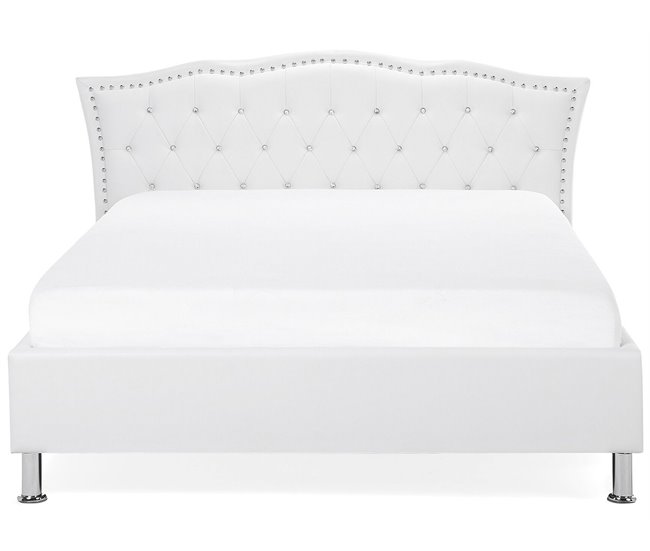 Beliani Cama Piel sintética METZ 169x217 Branco