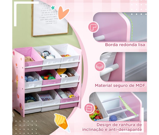Estante para Brinquedos MDF e Tecido não Tecido ZONEKIZ 63 Cinza