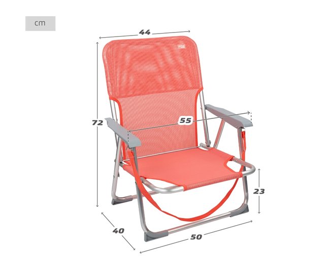 Aktive Conjunto de 2 cadeiras de praia dobráveis com encosto fixo Coral