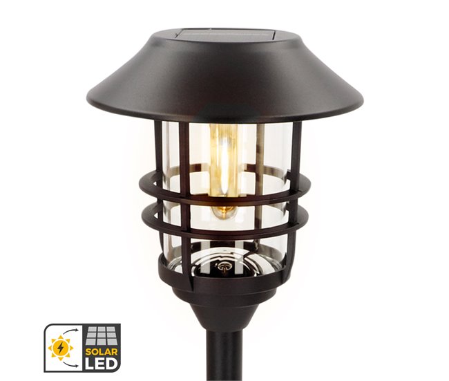 Aktive Conjunto de 2 balizas LED solares, luz quente 6 lúmens Preto