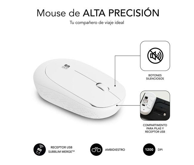 Teclado e Rato sem Fios SUBKBCCSSW11 Branco
