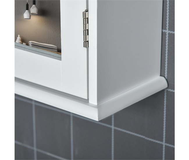 Armário com Espelho para Casa de Banho MDF, vidro kleankin Branco