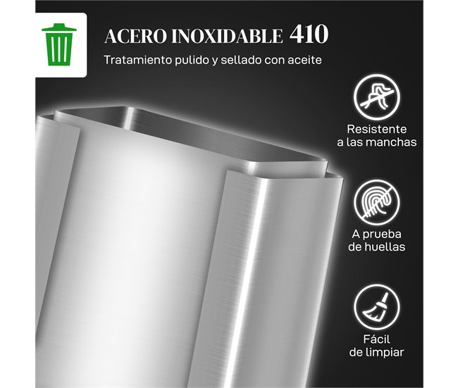 Balde de Lixo Aço Inoxidável e PP HOMCOM, casa - cozinha Cinza