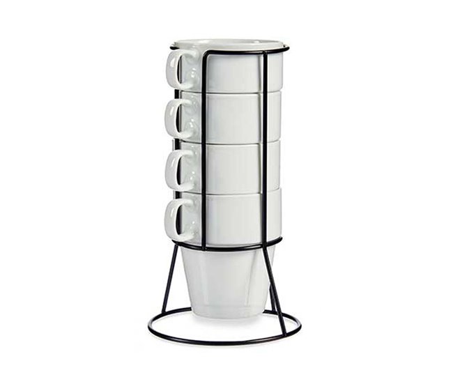 Conjunto de 4 copos empilháveis ​​+ prateleira coleção VESSIA Branco