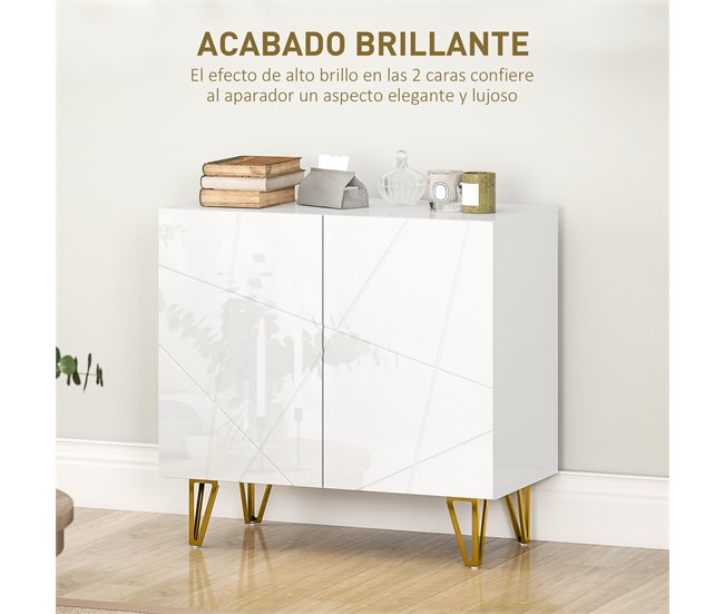 Aparador Melamina de Madeira e Metal HOMCOM Branco