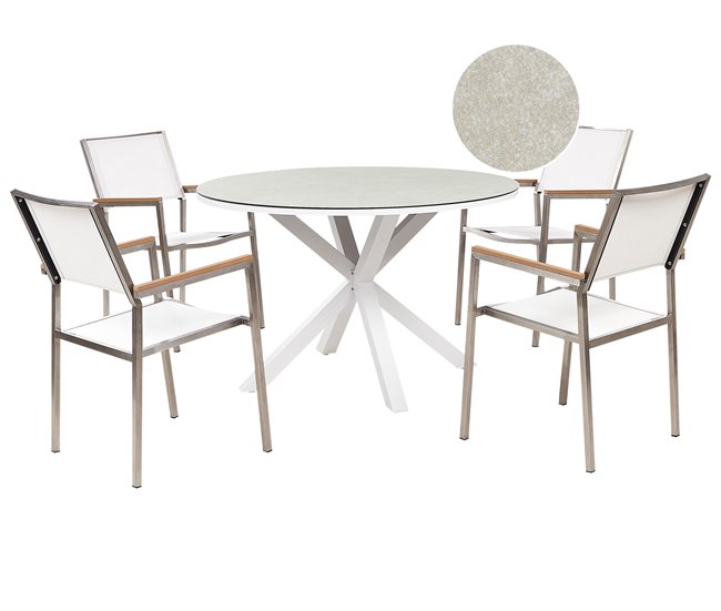 Beliani Conjunto de refeição MALETTO/GROSSETO Branco/cinza