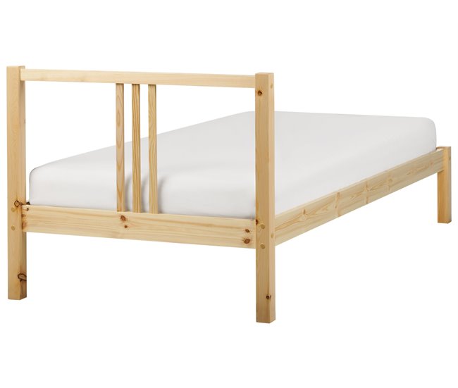 Beliani Cama com estrado Pinho VANNES 97x209 Castanho
