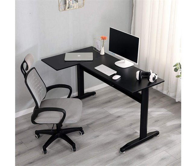 Mesa com efeito de madeira Preto