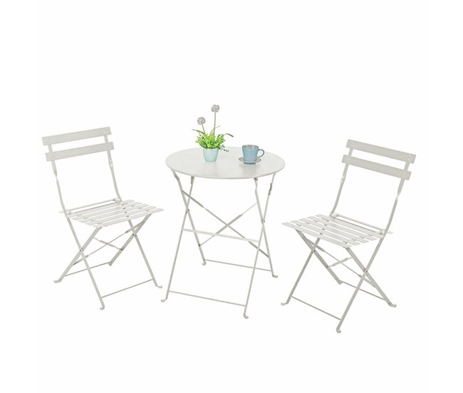 Conjunto de mesa e 2 cadeiras dobráveis