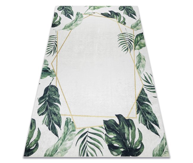 ANDRE 1168 Tapete Monstera sai cubo antiderrapante 120x170 Branco