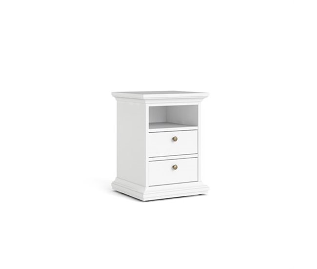 Mesa de cabeceira com 2 gavetas e 1 espaço PARIS Branco