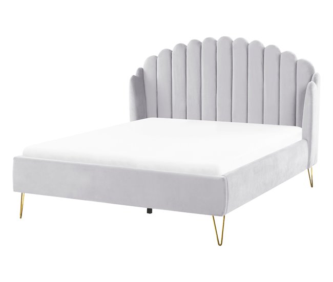 Beliani Cama Terciopelo AMBILLOU 157x214 Bege