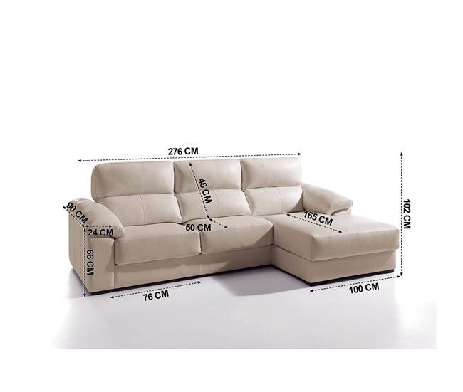 Chaise longue pele WILLY Bege