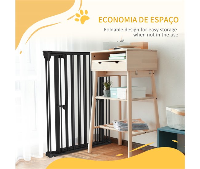 Barreira para Cães Aço e Plástico PawHut Preto