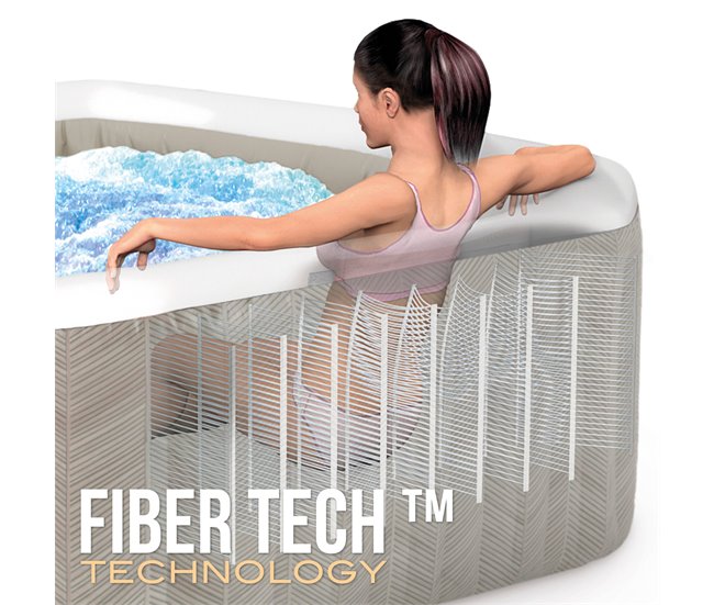 INTEX Spa inflável 4 pessoas Chevron Deluxe Bege