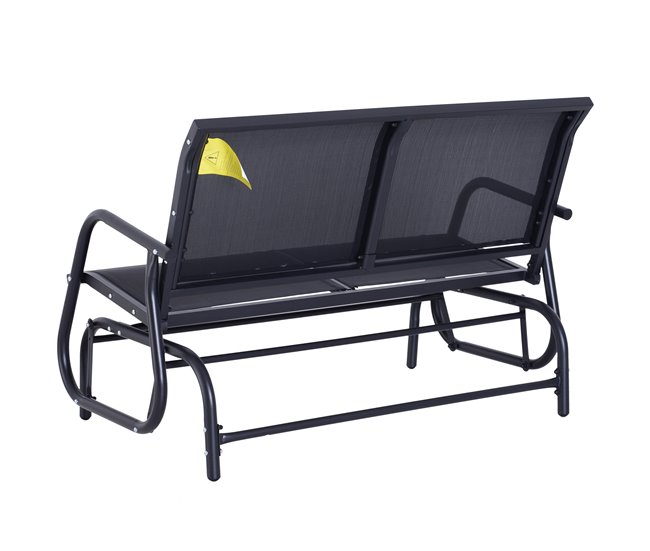 Banco Baloiço Metal e Tecido de Textilene Outsunny 120x70 Preto