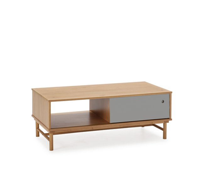 Mesa de centro Magnus 1 porta de correr e 1 nicho Castanho