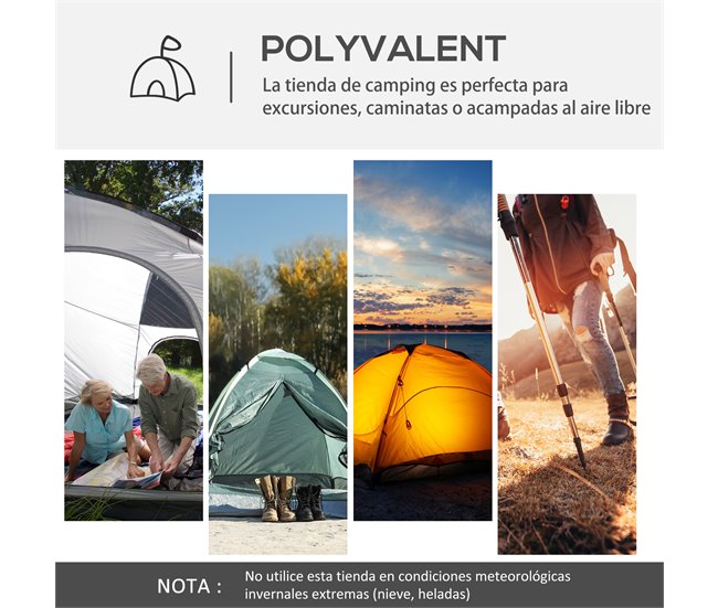 Abrigo de Campismo Tecido Oxford Outsunny Cinza