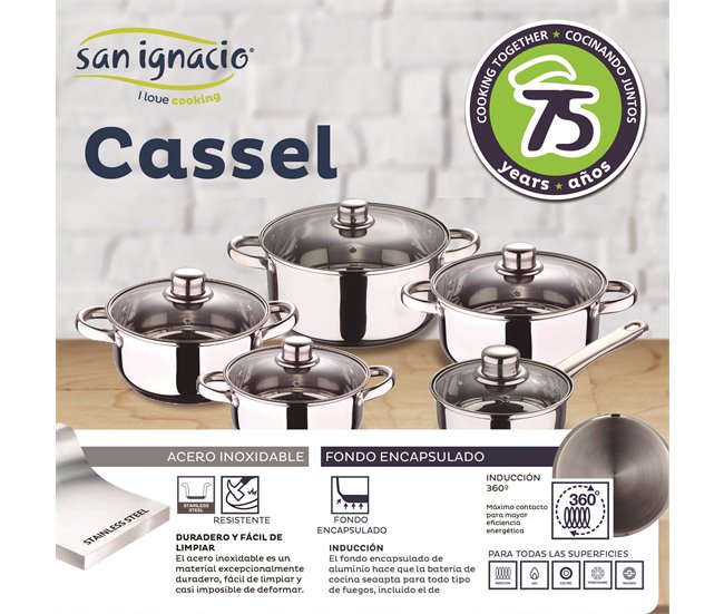 Bateria de cozinha 12 peças com jogo de patch Cromada