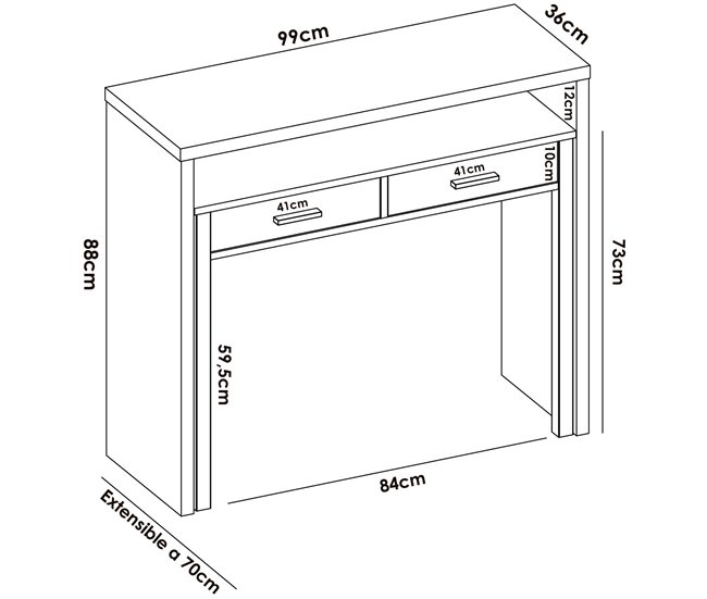 Mesa com efeito de madeira Branco
