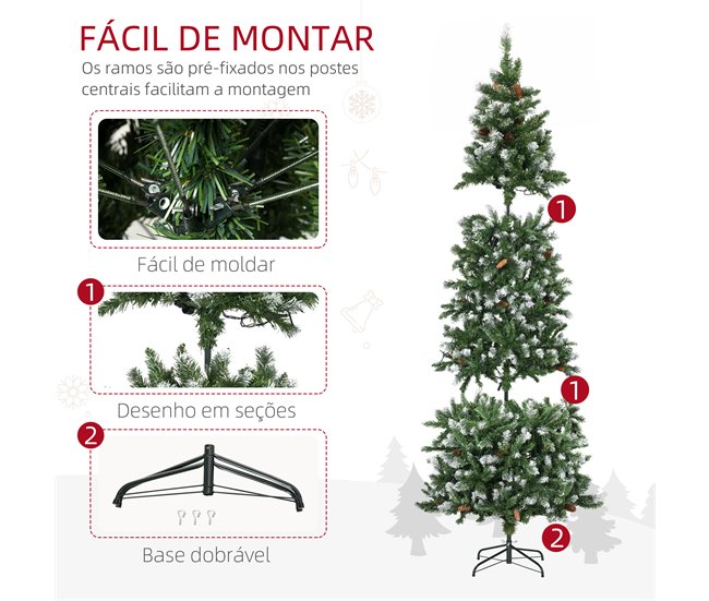 Árvore de Natal PVC e Aço HOMCOM, casa - natal Verde