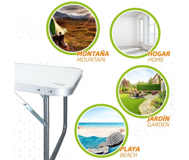 Mesa rebatível baixa Aktive Camping branca Branco